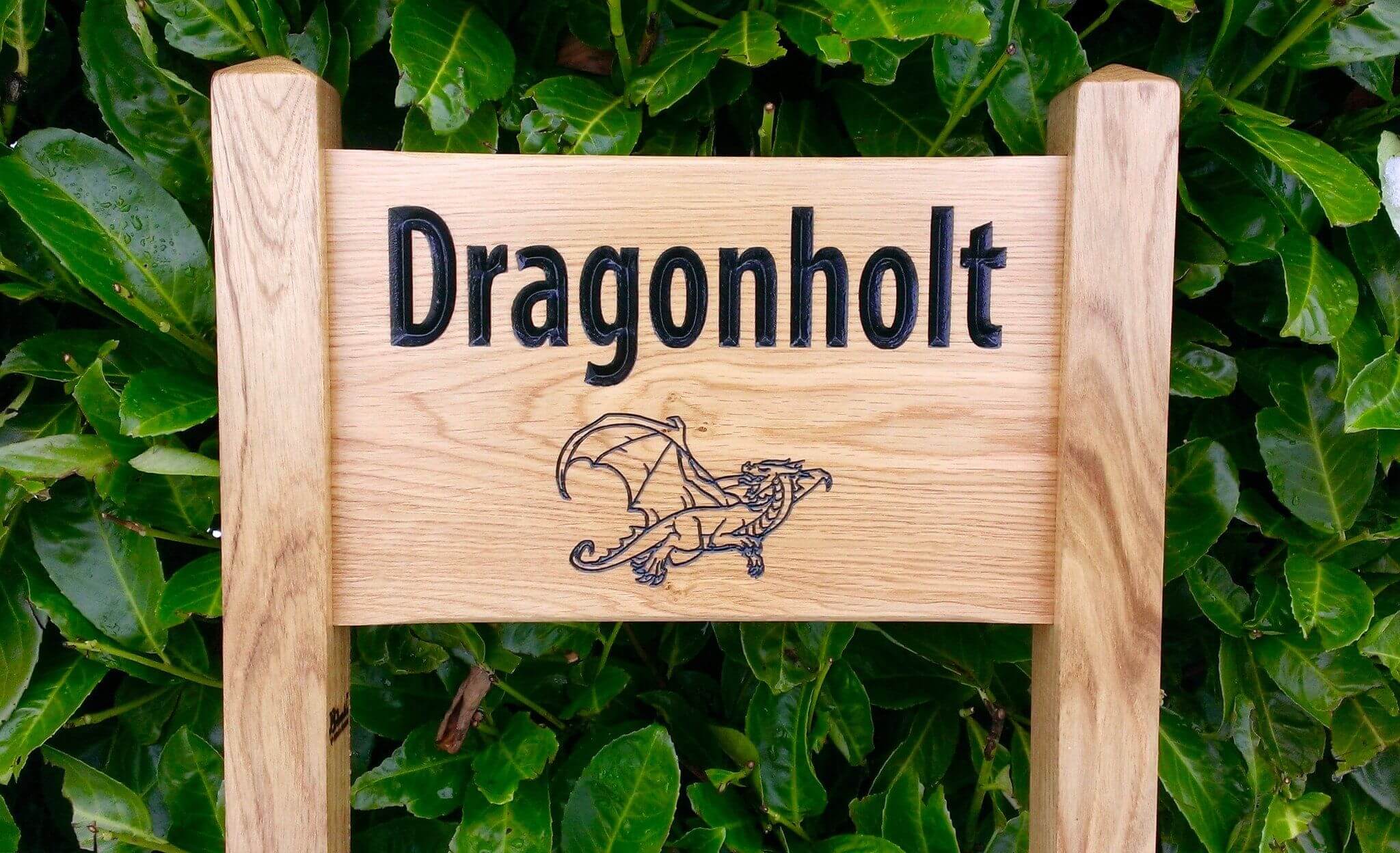 Ladder Sign - Small - 380 x 220mm - Posts 45 x 45 x 915mm - Bramble Signs Engraved Wall Mounted & Freestanding Oak House Signs, Plaques, Nameplates and Wooden Gifts FONT: ARIAL