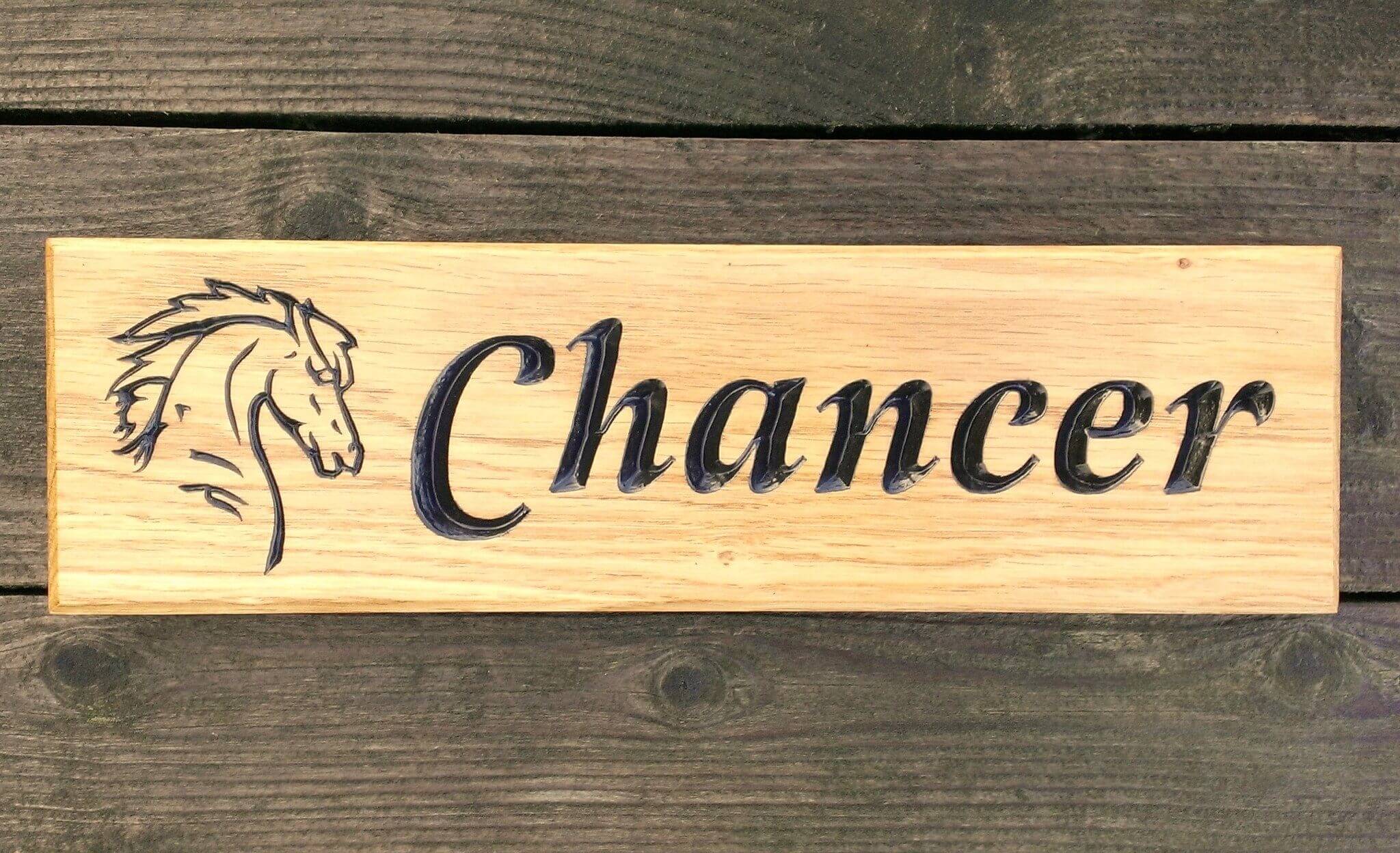 Stable Sign - Long Thin - 380 x 110mm - Bramble Signs Engraved Wall Mounted & Freestanding Oak House Signs, Plaques, Nameplates and Wooden Gifts
