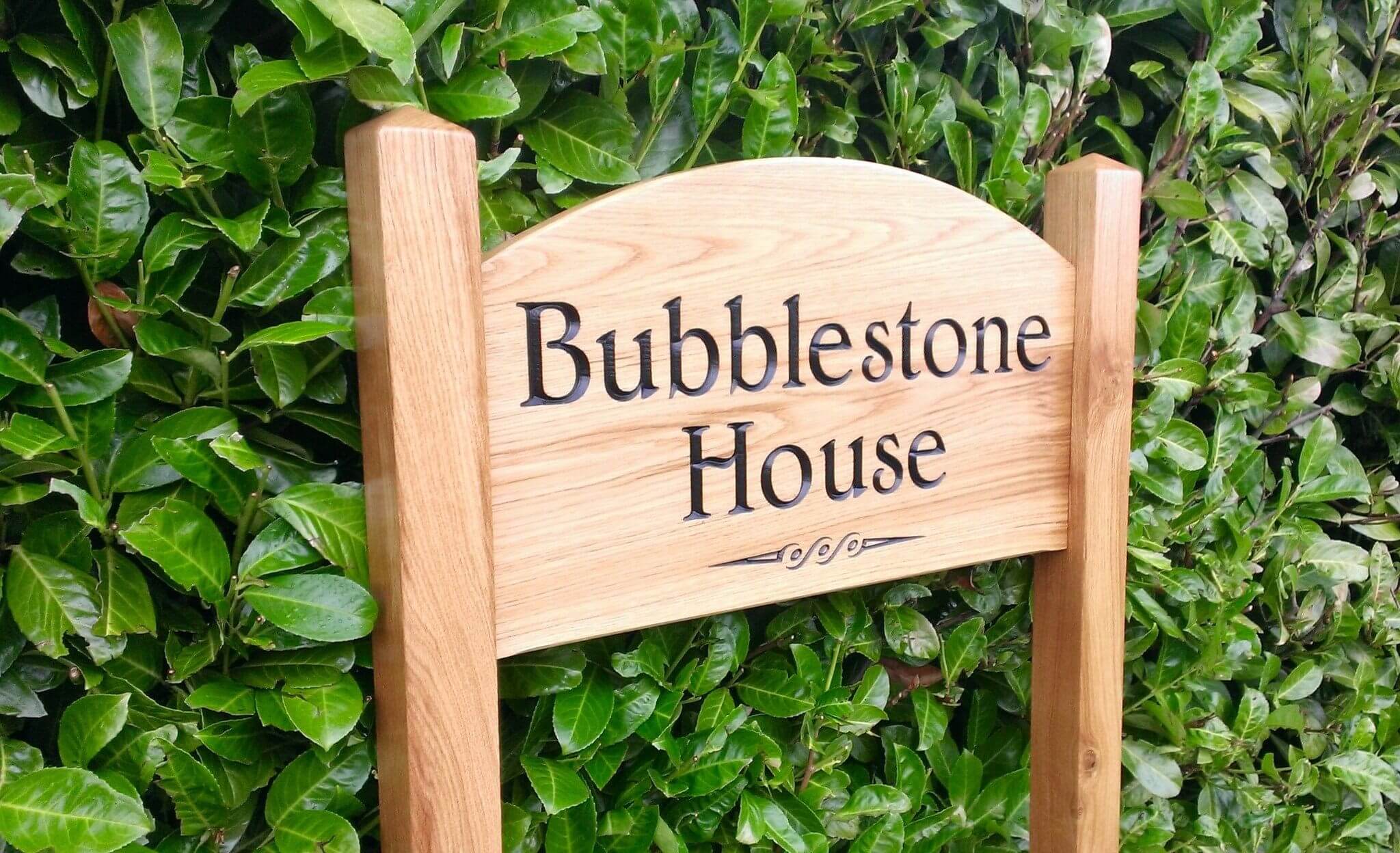 Ladder Sign - Extra Large Shaped - 720 x 400mm - Posts 70 x 70 x 1520mm - Bramble Signs Engraved Wall Mounted & Freestanding Oak House Signs, Plaques, Nameplates and Wooden Gifts