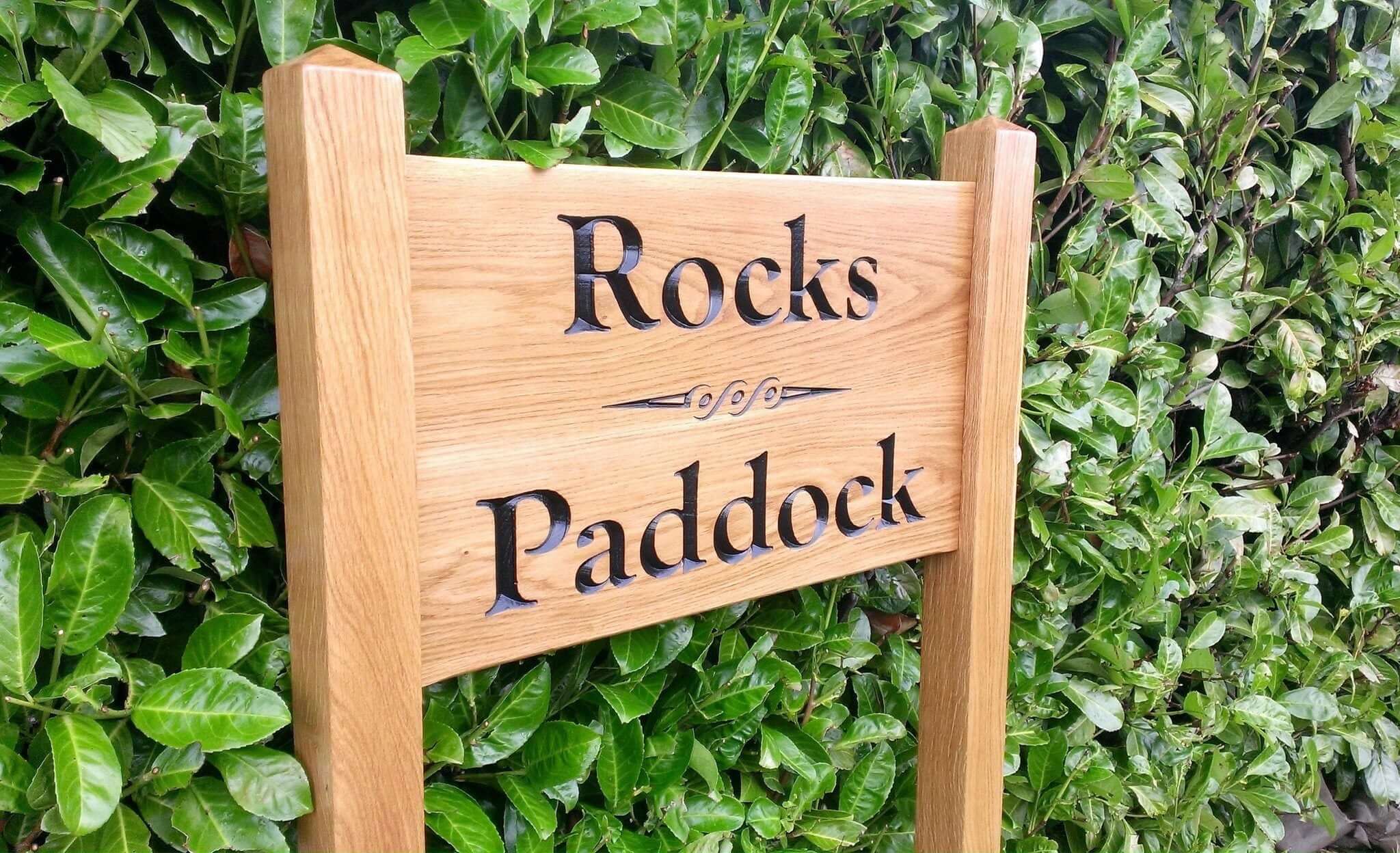 Ladder Sign - Extra Large - 720 x 400mm - Posts 70 x 70 x 1520mm - Bramble Signs Engraved Wall Mounted & Freestanding Oak House Signs, Plaques, Nameplates and Wooden Gifts