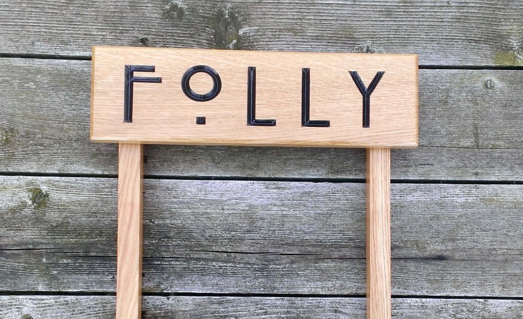 Ladder Sign - Extra Small - 380 x 110mm - Posts 28 x 28 x 450mm - Bramble Signs Engraved Wall Mounted & Freestanding Oak House Signs, Plaques, Nameplates and Wooden Gifts FONT: HILL HOUSE