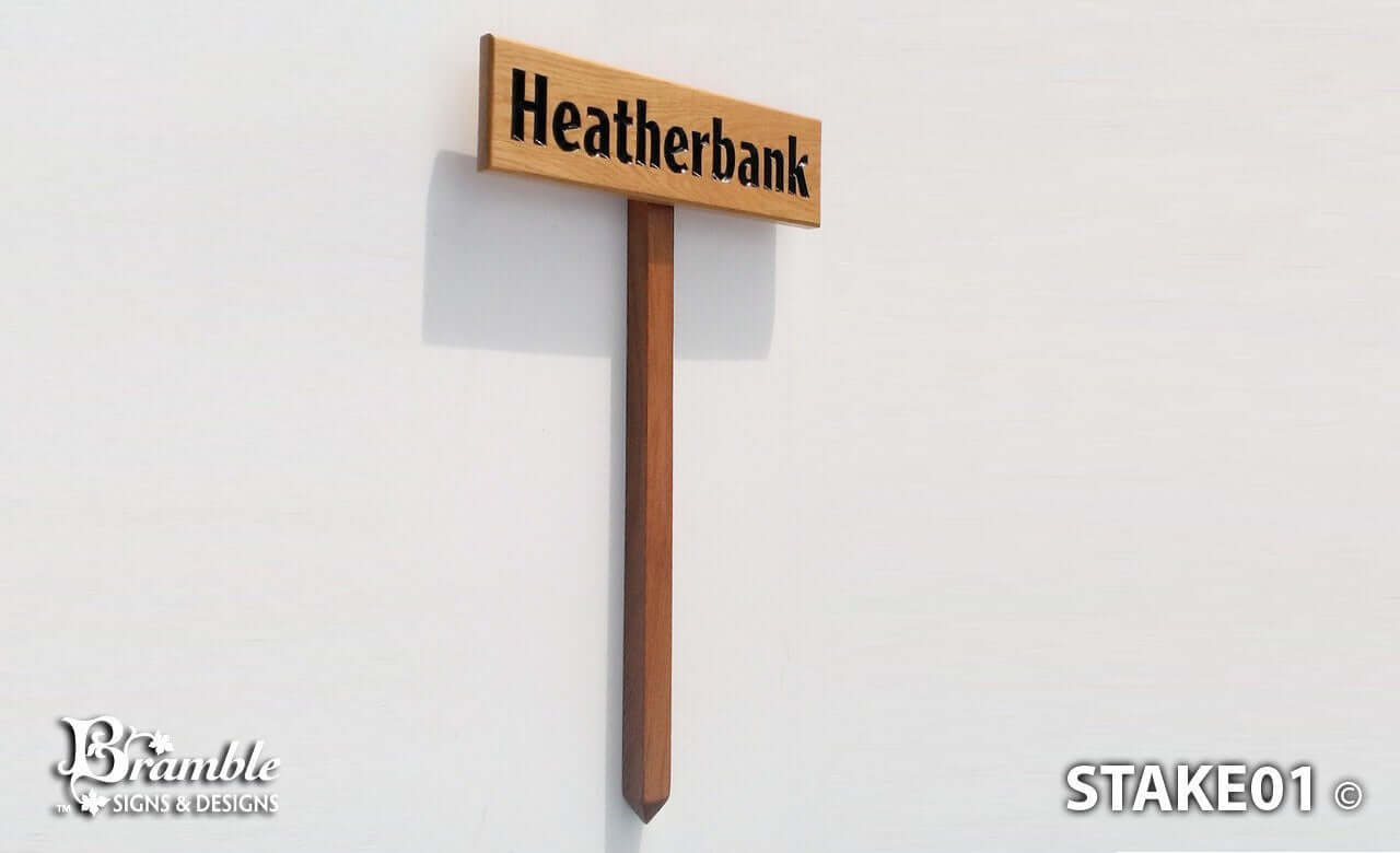 450 x 28 x 28mm Small Oak Stake - Bramble Signs Engraved Wall Mounted & Freestanding Oak House Signs, Plaques, Nameplates and Wooden Gifts