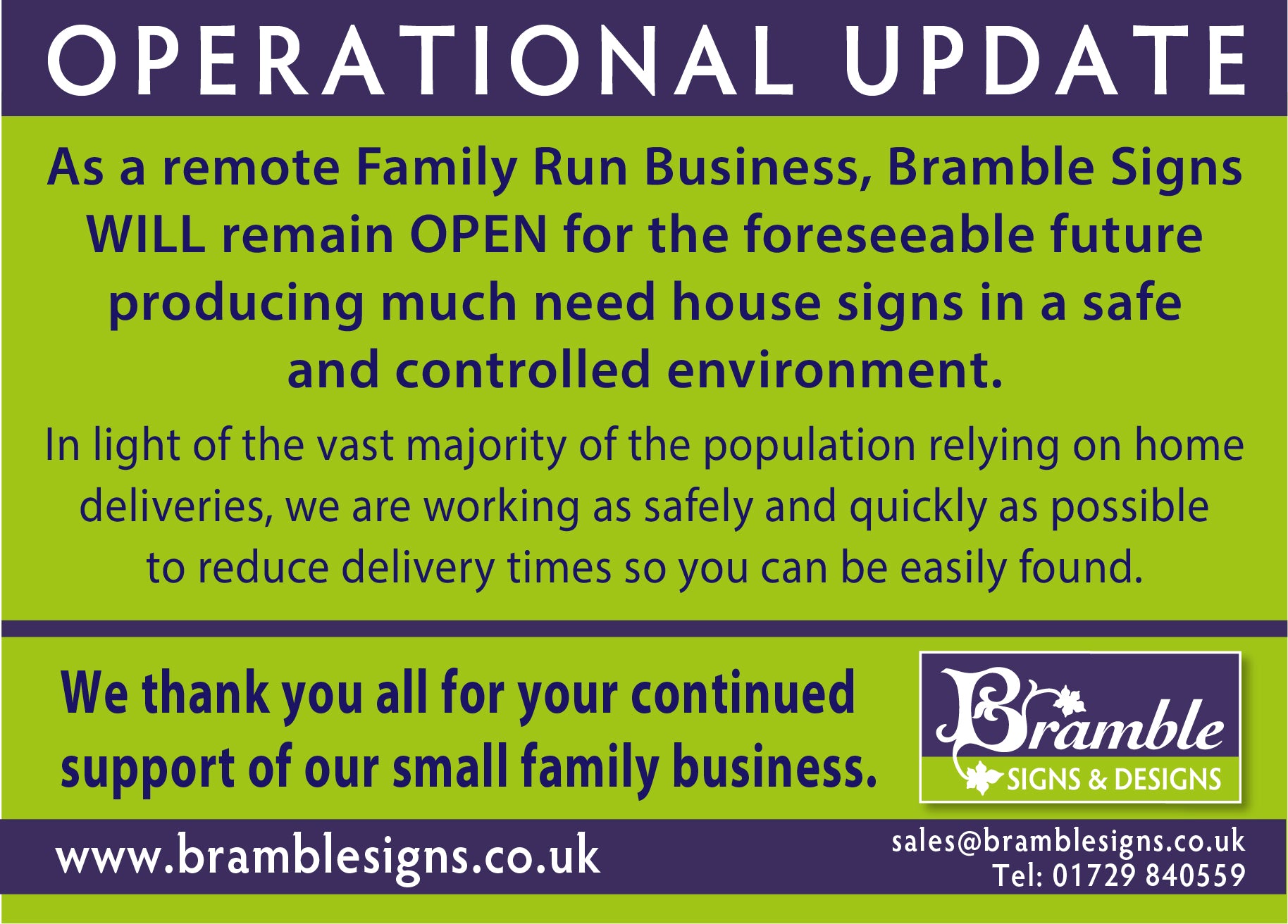 Coronavirus: Important Information for our Customers