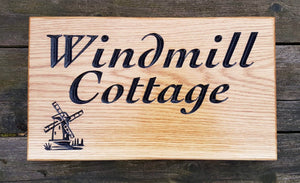 House Sign - Large - 380 x 220mm - Bramble Signs Engraved Wall Mounted & Freestanding Oak House Signs, Plaques, Nameplates and Wooden Gifts FONT: COCHIN BOLD ITALIC