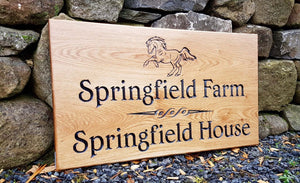 House Sign - Triple Extra Large - 720 x 400mm - Bramble Signs Engraved Wall Mounted & Freestanding Oak House Signs, Plaques, Nameplates and Wooden Gifts FONT: COCHIN