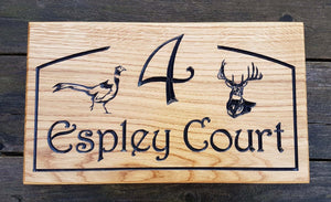 House Sign - Large - 380 x 220mm - Bramble Signs Engraved Wall Mounted & Freestanding Oak House Signs, Plaques, Nameplates and Wooden Gifts