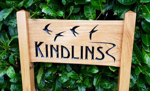 Medium Ladder Sign engraved with thte Kindlings and swifts flying