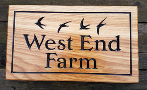 House Sign - Large - 380 x 220mm - Bramble Signs Engraved Wall Mounted & Freestanding Oak House Signs, Plaques, Nameplates and Wooden Gifts
