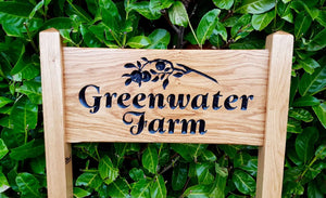 Medium Ladder Sign engraved with greenwater farm and apple branch