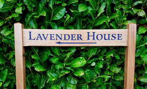 Ladder Sign - Long Thin - 720 x 110mm - Posts 45 x 45 x 915mm - Bramble Signs Engraved Wall Mounted & Freestanding Oak House Signs, Plaques, Nameplates and Wooden Gifts