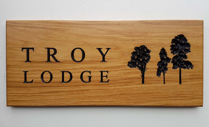 House Sign - Extra Large - 500 x 220mm - Bramble Signs Engraved Wall Mounted & Freestanding Oak House Signs, Plaques, Nameplates and Wooden Gifts FONT: LATIENNE