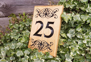 Number Sign - Medium - 150 x 225mm - Bramble Signs Engraved Wall Mounted & Freestanding Oak House Signs, Plaques, Nameplates and Wooden Gifts