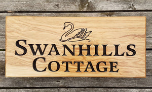 House Sign - Extra Large - 500 x 220mm - Bramble Signs Engraved Wall Mounted & Freestanding Oak House Signs, Plaques, Nameplates and Wooden Gifts FONT: LATIENNE