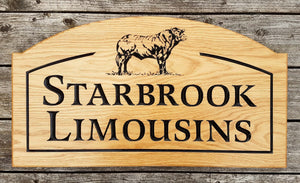 Extra Large Arch Shaped House Sign with a border and a picture of a bull