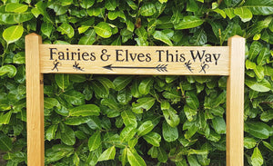 Ladder Sign - Long Thin - 720 x 110mm - Posts 45 x 45 x 915mm - Bramble Signs Engraved Wall Mounted & Freestanding Oak House Signs, Plaques, Nameplates and Wooden Gifts
