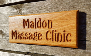 Extra Small Dinky House Sign maldon massage clinic FONT: HOBO
