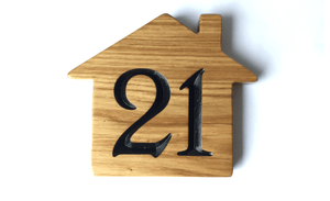 Home is where the heart is shaped house sign, 21 Number house sign