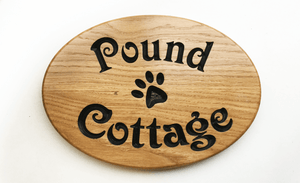 Pound cottage Paw Print Oval House Sign