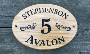 28x20cm Oval Shaped Solid Oak House Plaque