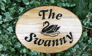 The Swanny Swan Engraved Oval House Sign