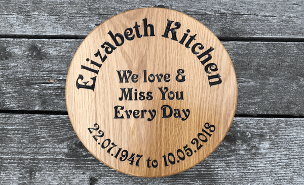 Solid Oak Large Round House Sign | 300mm Custom Engraved
