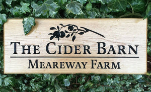 Cider Barn Mearway Farm 380x150 Solid Oak Wooden House Sign