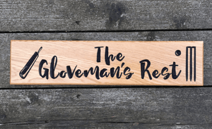 The Glovemans Rest Cricket bat Wicket and ball House Sign for Sportfans