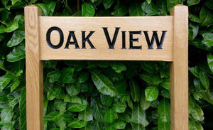 Oak View Solid Oak Free Standing Medium Ladder Sign 500x150mm FONT: Copperplate
