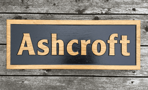 60cm x 22cm Large Reverse Engraved House Plaque Sign Made from Solid and Sustainable Prime Grade Oak FONT: CENTURY