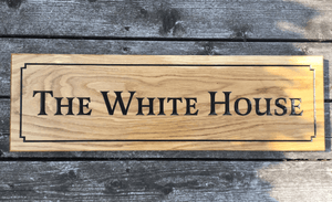 700x220 Longer Extra Large House Sign with border and wording 'The White House' FONT: LATIENNE