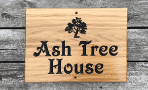 Ash Tree House 400x300 Sign with screw holes top and bottom FONT: VICTORIAN