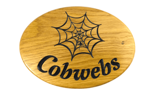 Cobwebs Solid Oak Oval House Sign