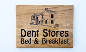 Dent Stores Bed & Breakfast 40x30cm Prime Grade Oak House Sign FONT: HOBO