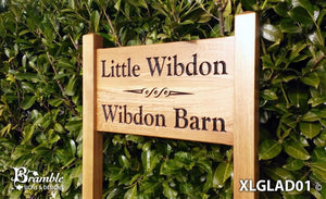 Ladder Sign - Extra Large - 720 x 400mm - Posts 70 x 70 x 1520mm - Bramble Signs Engraved Wall Mounted & Freestanding Oak House Signs, Plaques, Nameplates and Wooden Gifts
