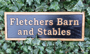 Fletchers Barn And Stables Personalised Reverse Wall Sign FONT: BOOKMAN