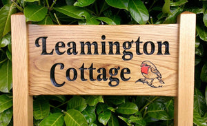 Oak Freestanding & Ladder Signs - Red Robin Cottage House Sign, Garden Sign - Bramble Signs