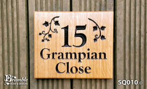 Square House Plaque engraved with 15 grampian close and leaf scroll FONT: EDWARDIAN