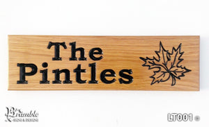 House Sign - Long Thin - 380 x 110mm - Bramble Signs Engraved Wall Mounted & Freestanding Oak House Signs, Plaques, Nameplates and Wooden Gifts FONT: BOOKMAN