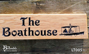 House Sign - Long Thin - 380 x 110mm - Bramble Signs Engraved Wall Mounted & Freestanding Oak House Signs, Plaques, Nameplates and Wooden Gifts FONT: VICTORIAN