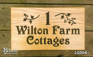 House Sign - Large - 380 x 220mm - Bramble Signs Engraved Wall Mounted & Freestanding Oak House Signs, Plaques, Nameplates and Wooden Gifts FONT: VICTORIAN