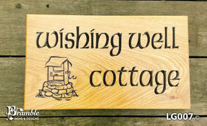 House Sign - Large - 380 x 220mm - Bramble Signs Engraved Wall Mounted & Freestanding Oak House Signs, Plaques, Nameplates and Wooden Gifts FONT: 