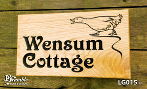 House Sign - Large - 380 x 220mm - Bramble Signs Engraved Wall Mounted & Freestanding Oak House Signs, Plaques, Nameplates and Wooden Gifts FONT: VITCTORIAN