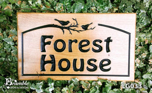 House Sign - Large - 380 x 220mm - Bramble Signs Engraved Wall Mounted & Freestanding Oak House Signs, Plaques, Nameplates and Wooden Gifts FONT: HOBO
