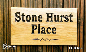 House Sign - Large - 380 x 220mm - Bramble Signs Engraved Wall Mounted & Freestanding Oak House Signs, Plaques, Nameplates and Wooden Gifts FONT: BOOKMAN