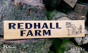 House Sign - Longer Thin - 500 x 110mm - Bramble Signs Engraved Wall Mounted & Freestanding Oak House Signs, Plaques, Nameplates and Wooden Gifts FONT: ARIAL