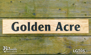 House Sign - Longer Thin - 500 x 110mm - Bramble Signs Engraved Wall Mounted & Freestanding Oak House Signs, Plaques, Nameplates and Wooden Gifts FONT: CLEARFACEGOT