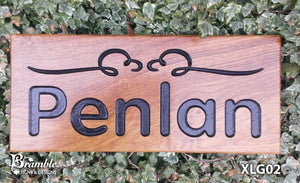 House Sign - Extra Large - 500 x 220mm - Bramble Signs Engraved Wall Mounted & Freestanding Oak House Signs, Plaques, Nameplates and Wooden Gifts FONT: ARIAL