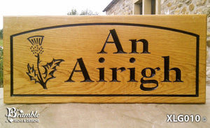 House Sign - Extra Large - 500 x 220mm - Bramble Signs Engraved Wall Mounted & Freestanding Oak House Signs, Plaques, Nameplates and Wooden Gifts FONT: COCHIN BOLD