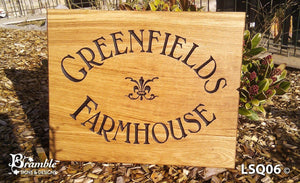 House Sign - Extra Large Square - 500 x 400mm - Bramble Signs Engraved Wall Mounted & Freestanding Oak House Signs, Plaques, Nameplates and Wooden Gifts