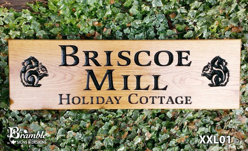Extra Large Solid Oak House Sign 720x220mm